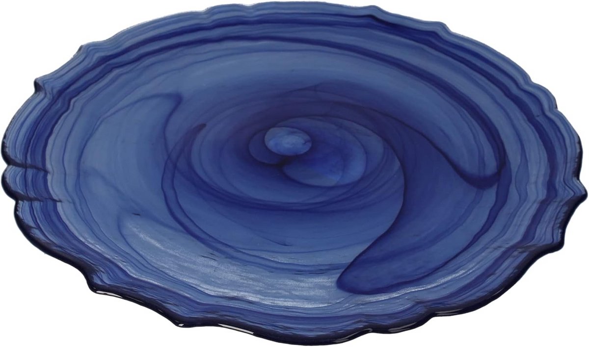 Set van 6 glazen borden 27,5 cm - Elegant Blauw Serveerborden