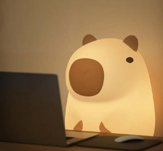 Kindernachtlampje, capybara kindernachtlampje, zacht siliconen nachtlampje, met touch-dimfunctie, geschikt voor slaapkamers en kinderkamers. van Merkloos — afbeelding 2