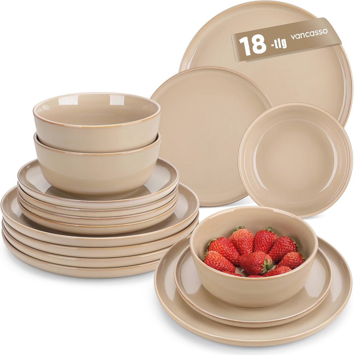 Modern Aardewerk Tafelservies voor 6 Personen - 18-delig, Vaatwasmachinebestendig