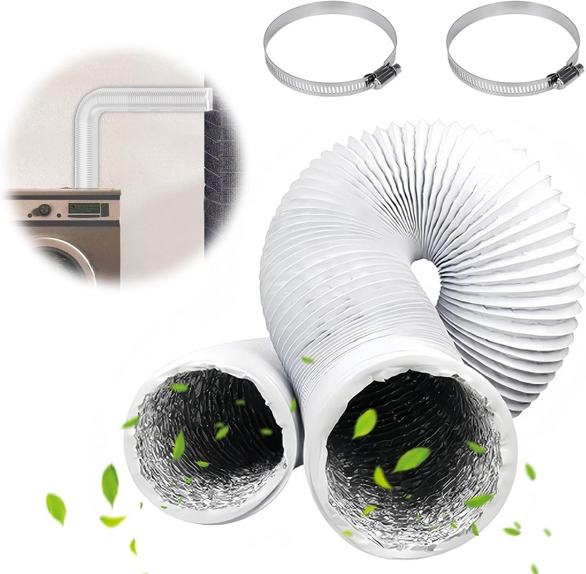Flexibele afvoerslang 100 mm - aluminium/PVC - 3 meter - voor airco, droger en ventilatie