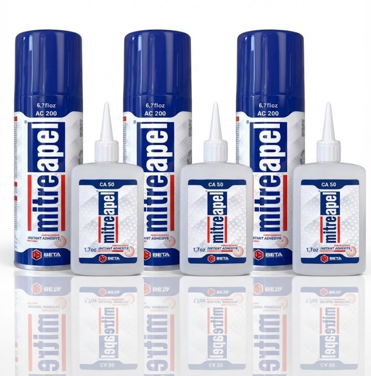 3 stuks Secondelijm set met activator 200ml, twee-componentenlijm