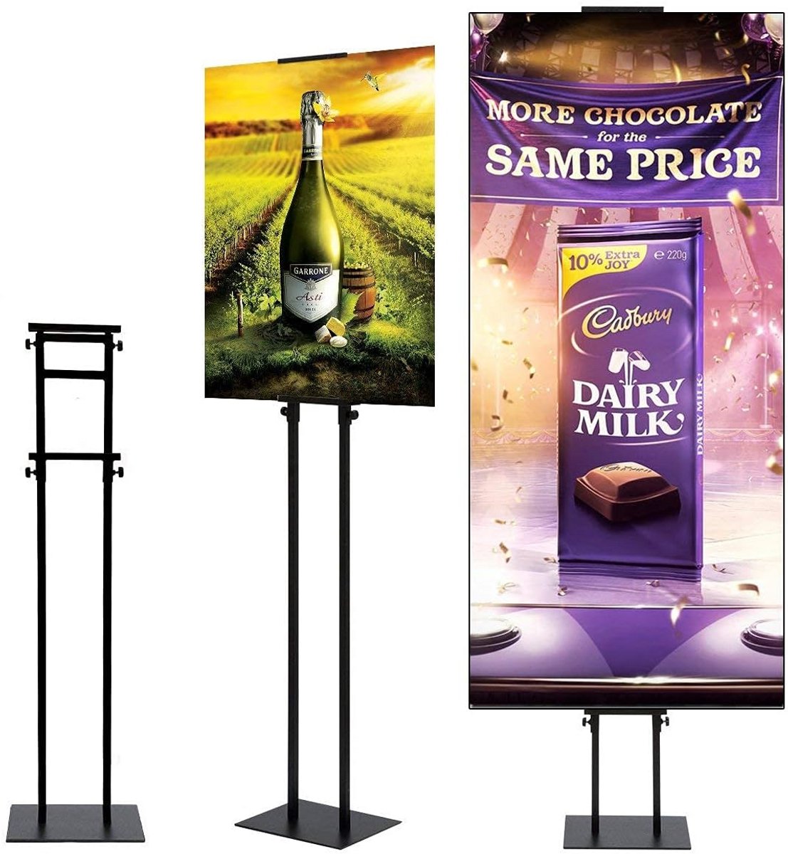 Verstelbare Banner Stand tot 75 Inch - Dubbelzijdige Sign Houder - Zwarte Kleur