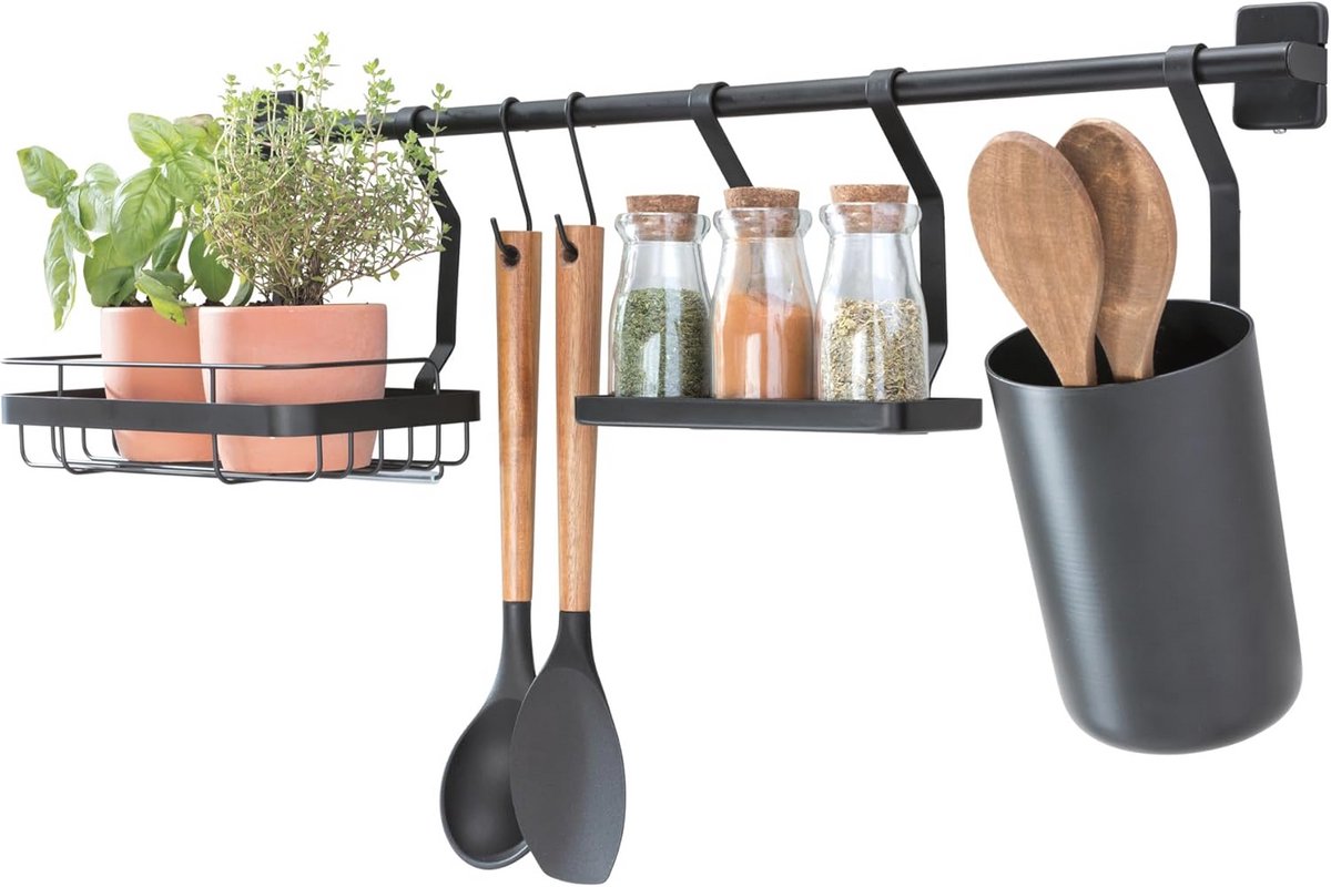 Ruimtebesparende Wandorganizer met 2 Haken voor Keukengerei