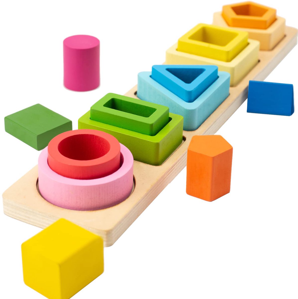 Montessori-speelgoed Voor Jongens En Meisjes Van 3 jaar en ouder - Houten Sorteer- En Stapelspeelgoed Voor Baby's En Peuters, Educatieve Vormen- En Kleurensorteerder Voor Kleuters.