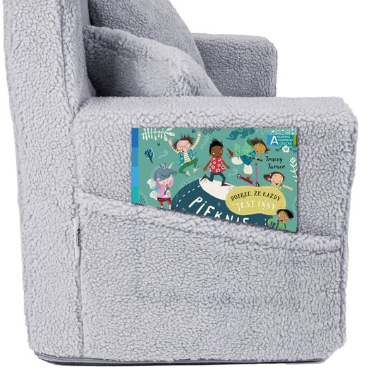 Flumi opvouwbare mini kindersofa van teddy stof - zachte kinderbank met uitklapfunctie en afneembare hoes, grijs van Flumi — afbeelding 5