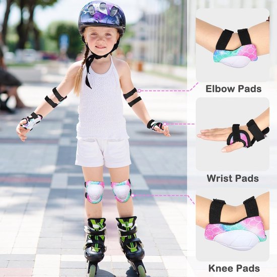 CKE Kniebeschermers voor kinderen, kniebeschermers en elleboogbeschermers, kniebeschermingsset voor kinderen, meisjes en jongens, met polsbeschermers, 3-in-1 voor schaatsen, fietsen