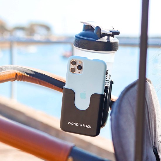 WonderFold WCPH Beker- en telefoonhouder - Voor Kinderwagen - Bolderkar - Zwart - Rubber — afbeelding 4
