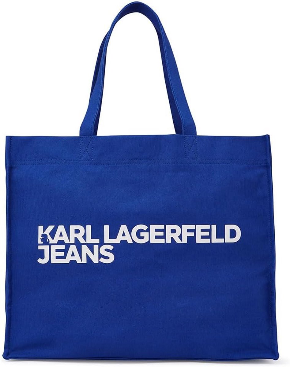 Grote Dames Shopper Tas Blauw met Logo - Stijlvolle Schoudertas