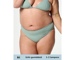 Moodies menstruatie zwemkleding - Bikini Broekje - licht-gemiddeld kruisje - Groen - maat XL