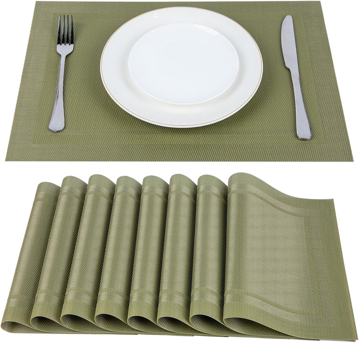 Set van 8 Geweven Vinyl Placemats 45 x 30 cm