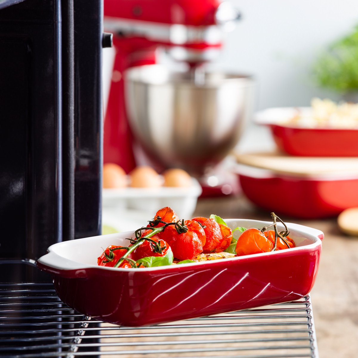 KitchenAid Ovenschaal incl bamboe deksel - Small: 0,9L - magnetron- en ovenbestendig tot 260°C zonder deksel - Keizer rood — afbeelding 6