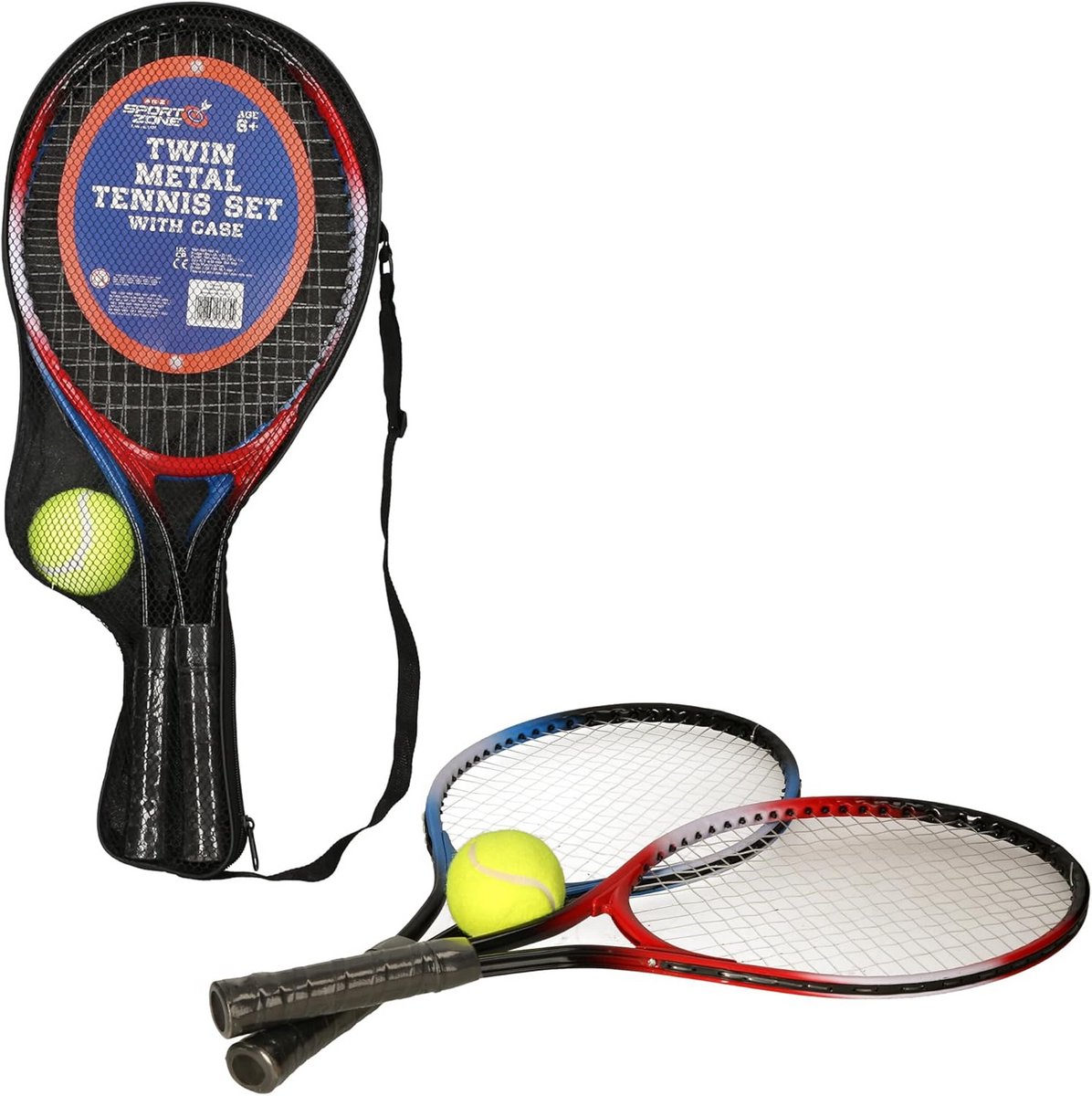 Twin Metal Tennis Set met Deksel - 2 Racketten + Ballen - Strand & Tuin - Lichtgewicht voor Kinderen