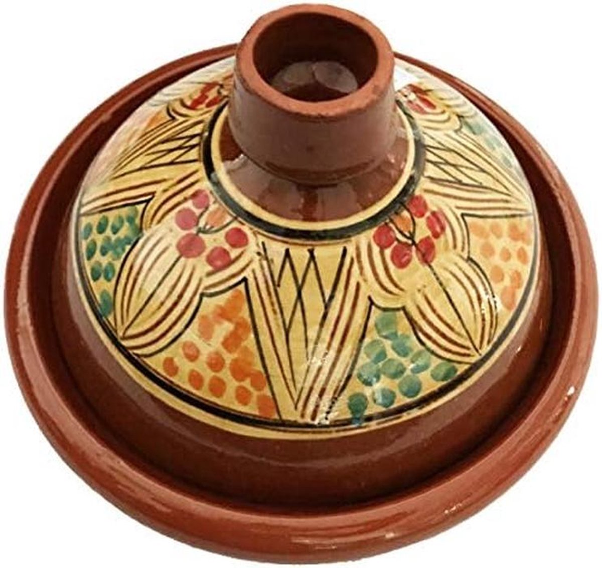 Pottery tagine 6/8 personen ø 33 cm handgemaakt Marokkaans aardewerk