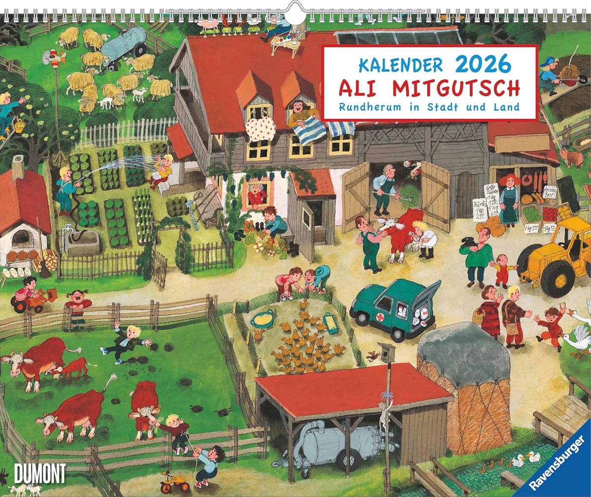 Wimmelbilder Kinderkalender 2026 - 52 x 42,5 cm - Spiralbinding - Geschilderd in Stad en Land