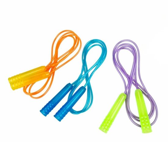 Eddy Toys Springtouw 210 cm - Jumping Rope met Handvatten - Springtouw voor Kinderen - Springtouw voor Buiten Spelen - Assorti Kleuren - 1 Willekeurige Kleur