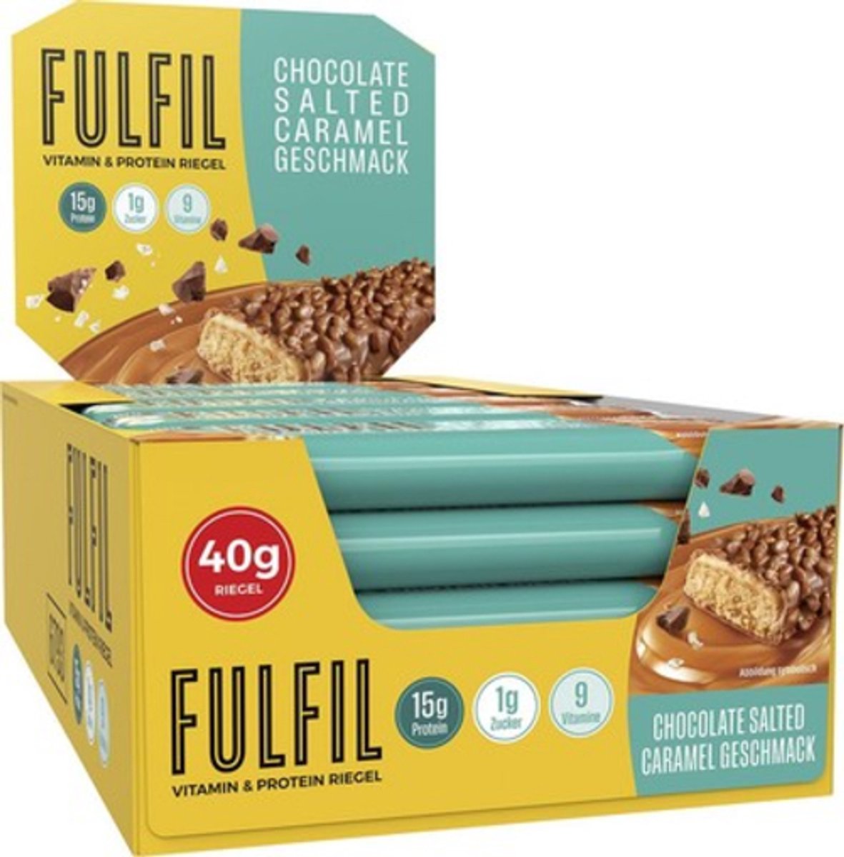 FULFIL – Salted chocolated caramel proteine repen met vitaminen 15 stuks