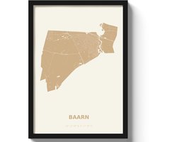 Poster Baarn A2 - 42 x 59,4 cm - Beige Inclusief lijst (Zwart MDF)