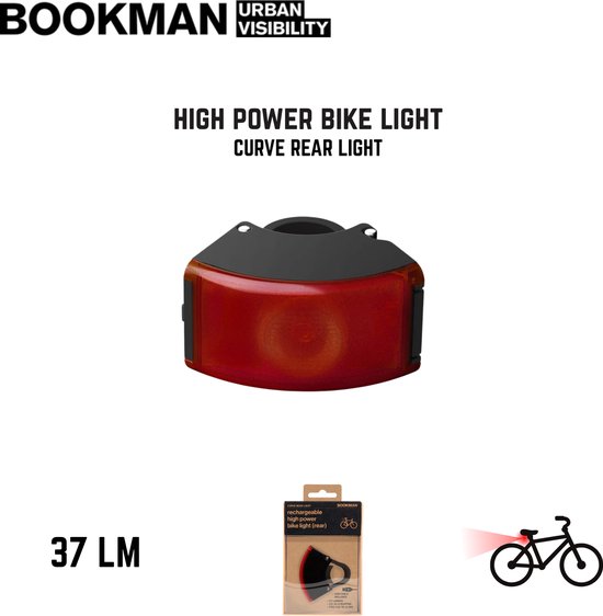 Bookman Curve Fietslampjes - Led Achterlicht - Oplaadbaar via USB - Compact Design — afbeelding 2