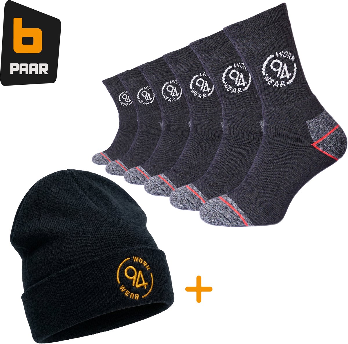 Premium Thermo Werksokken Wol Winterpakket - Inclusief Warme Muts - 6-paar - Maat 43/46 - 40% Wol - Warme Wollen Sokken Heren - Cadeau voor hem - 94Workwear
