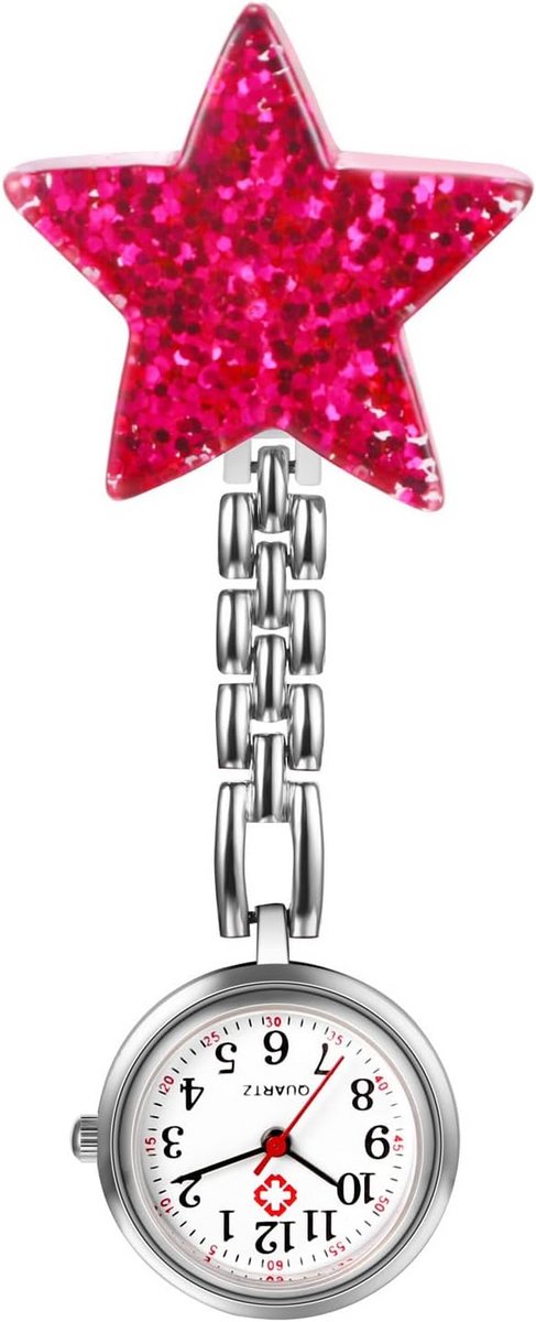 Medisch zusterhorloge met clip - uniseks kwarts uurwerk met liefdesversiering voor dokters en verpleegkundigen