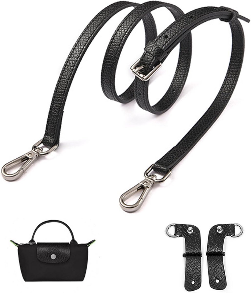 Leren schouderband voor Longchamp mini-tas zwart verstelbaar 95-125 cm