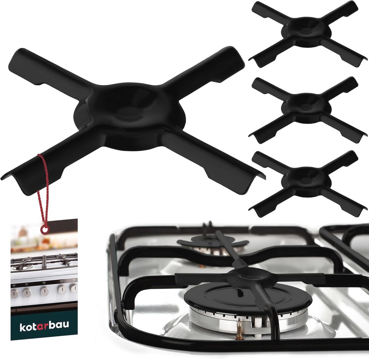 Set van 4 geëmailleerde gasfornuizen - Onderdeel voor gaskookplaat, 130 x 130 mm