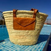 Bohemida - Bohemian Handgevlochten Dames Rieten Luxe Rieten Handtas & Schoudertas /Shopper - Lederen vak