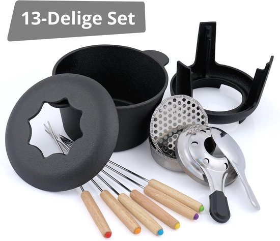 SNJY® Fondueset - Fondue - Fonduepan - 1L - 6 Personen - Zwart — afbeelding 5