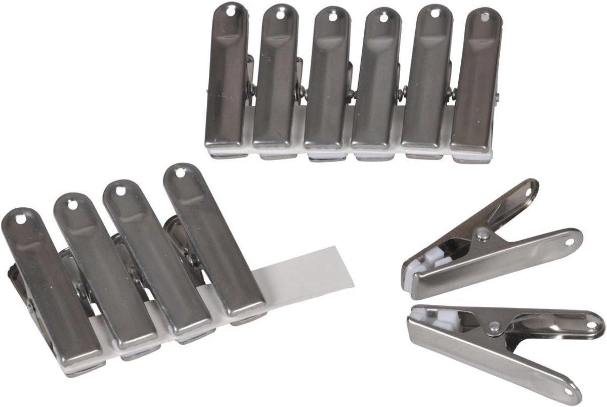 Set van 12 metalen wasknijpers met antimarkeringen - 6,1 cm