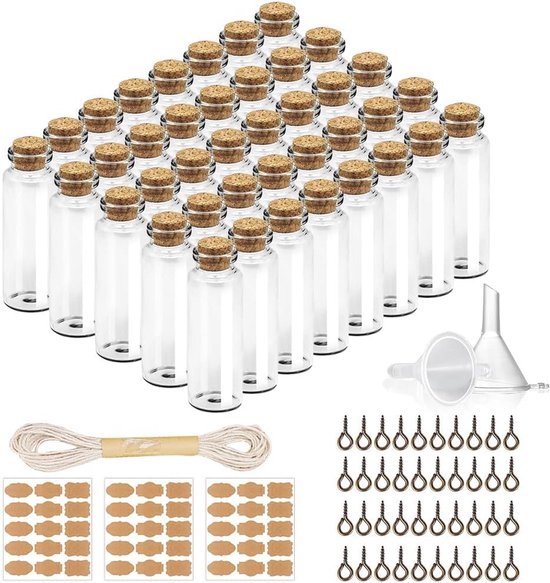Relaxdays Glazen Flesjes, Set Van 30, 50 Ml, Mini Flessen Om Te Vullen Likeur Olie Met Beugelsluiting Transparant 752917939