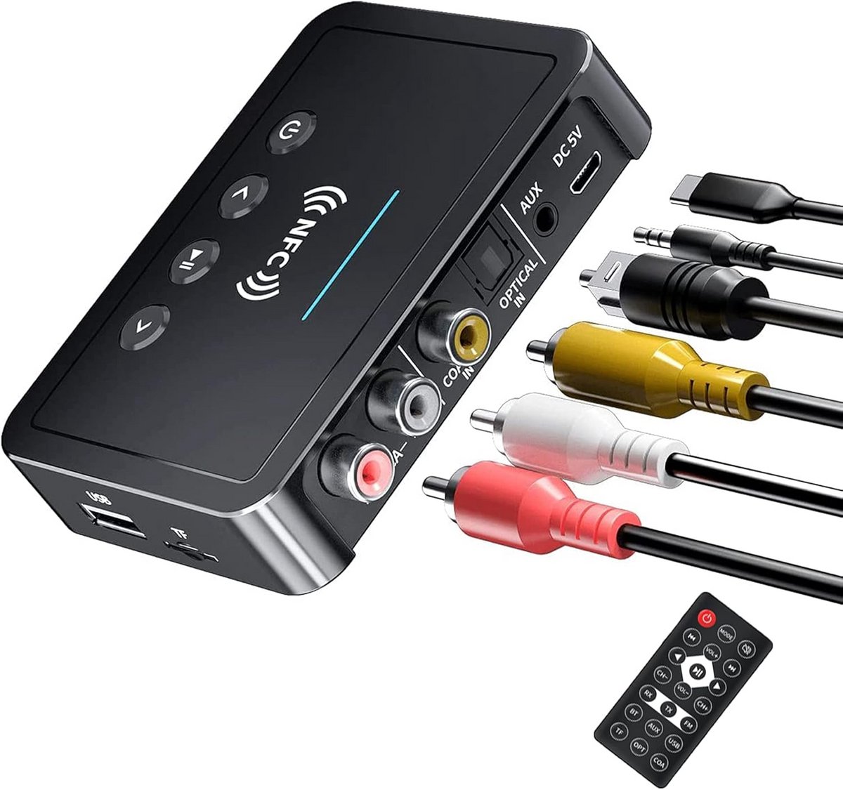 3-in-1 Bluetooth Adapter USB 5.0: FM Zender, AUX & RCA voor Auto, Speaker en Stereo