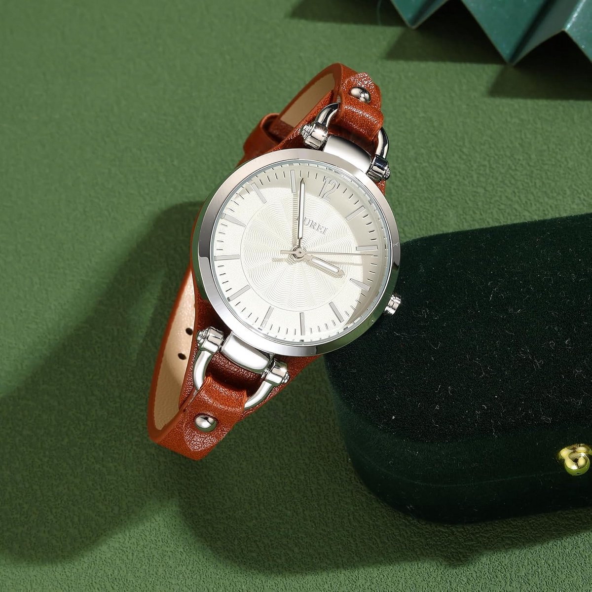 Elegant Dameshorloge met Leren Band - Klassiek Analoog Kwarts Polshorloge