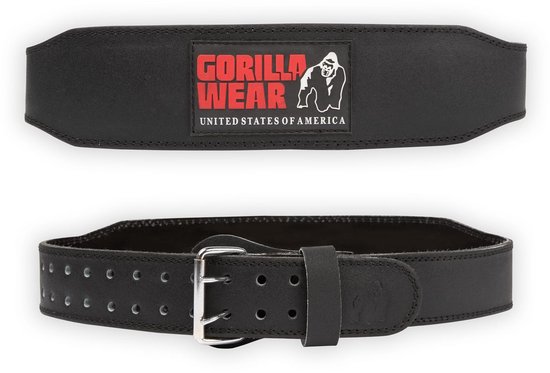 Gorilla Wear 4 Inch Leather Sport Belt - Ceinture d'haltères - Hommes - Musculation - Zwart / Rouge - S/ M