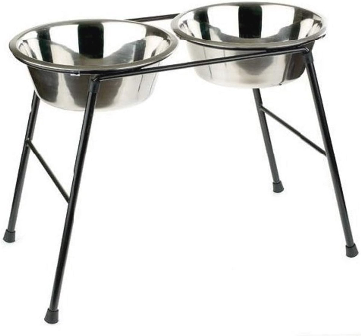 Dubbele voederbakstandaard met voerbakken 370 mm - 2500 ml