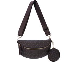 Eko, Fanny-pack met rond tasje, model Mélisse, Donkerbruin