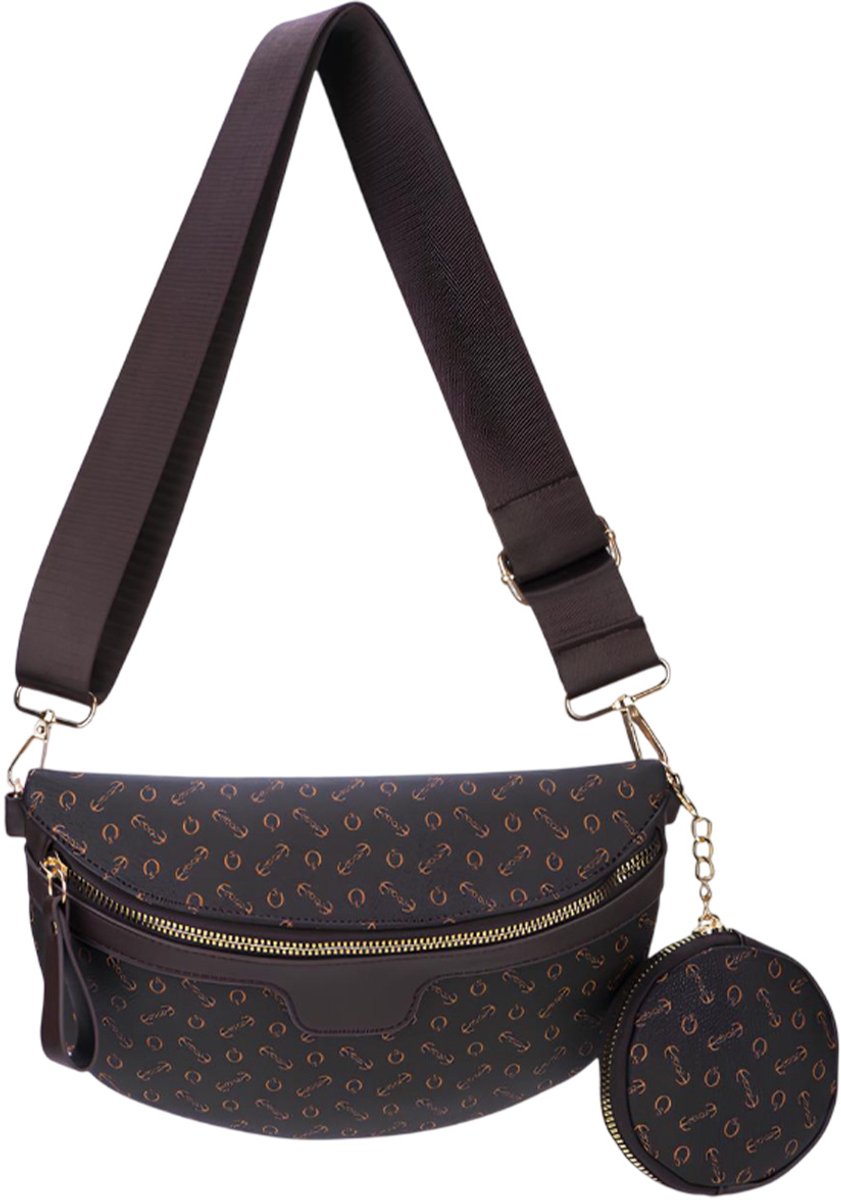 Eko, Fanny-pack met rond tasje, model Mélisse, Donkerbruin