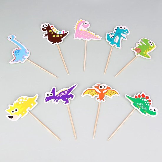 OMIGA Dinosaurus Taart Topper Met Lijm en Stok Voor Kinderfeestjes Verjaardagsfeestjes Taartdecoratie