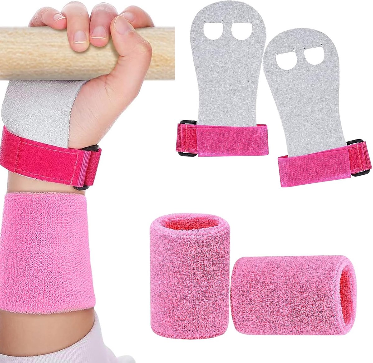 2 stuks polsbanden voor gymnastiekgrepen, handbescherming en polssteun voor de gymnastiekstang, sportaccessoires voor jongens, meisjes, jongeren en kinderen, geschikt voor oefening en training. Maat M.