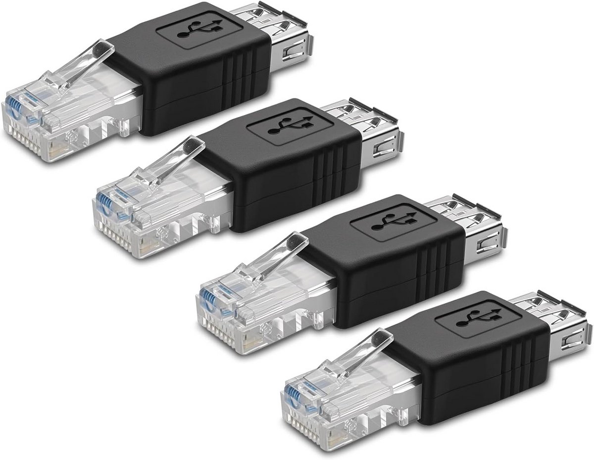 4 Stuks USB 2.0 Vrouwelijk naar RJ45 Mannelijk Ethernet Netwerk Adapter - 10/100Mbps