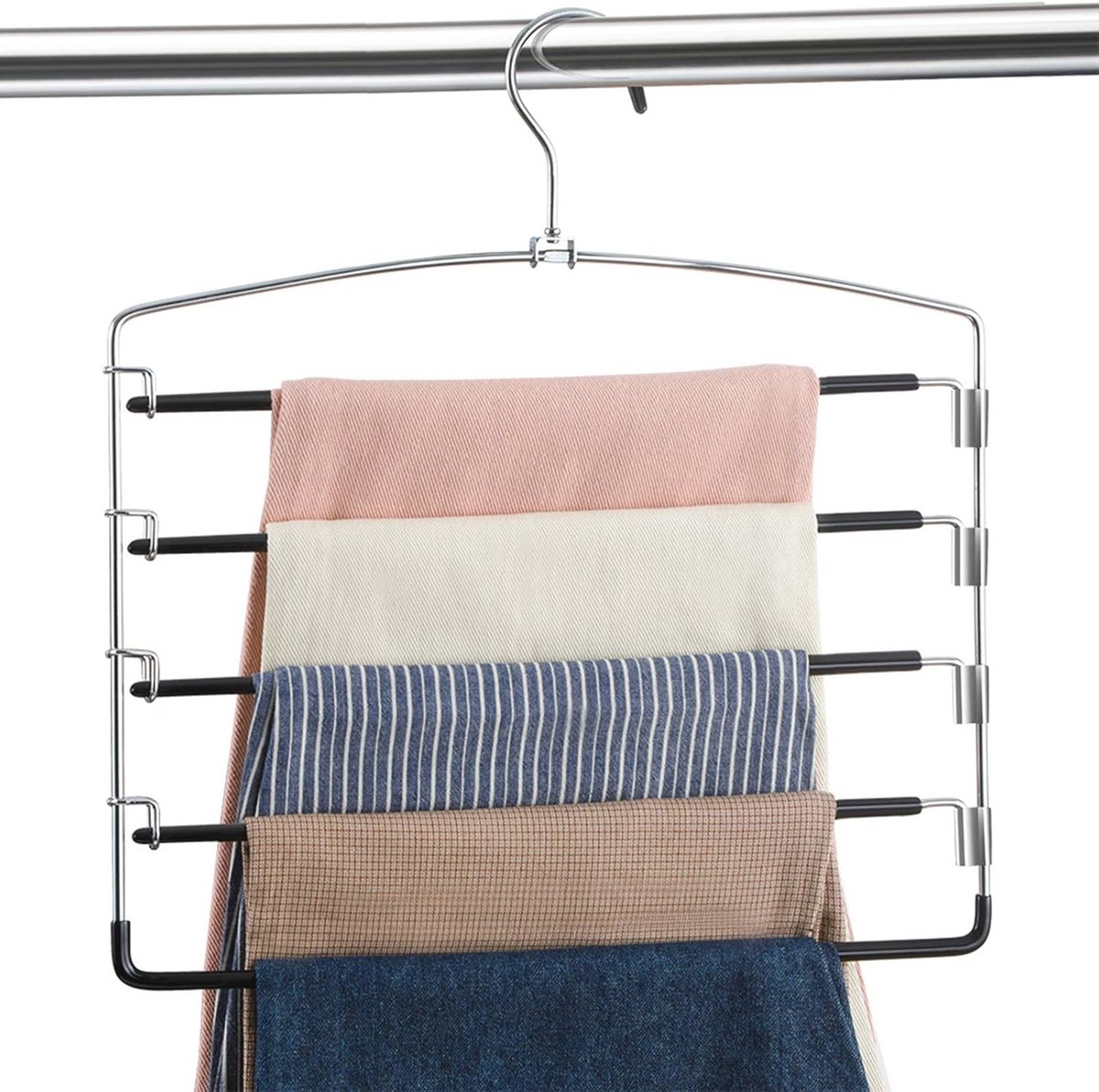 Antislip Broekhangers 3-Pack – Ruimtebesparende Swing Arm Organizer voor Kleding