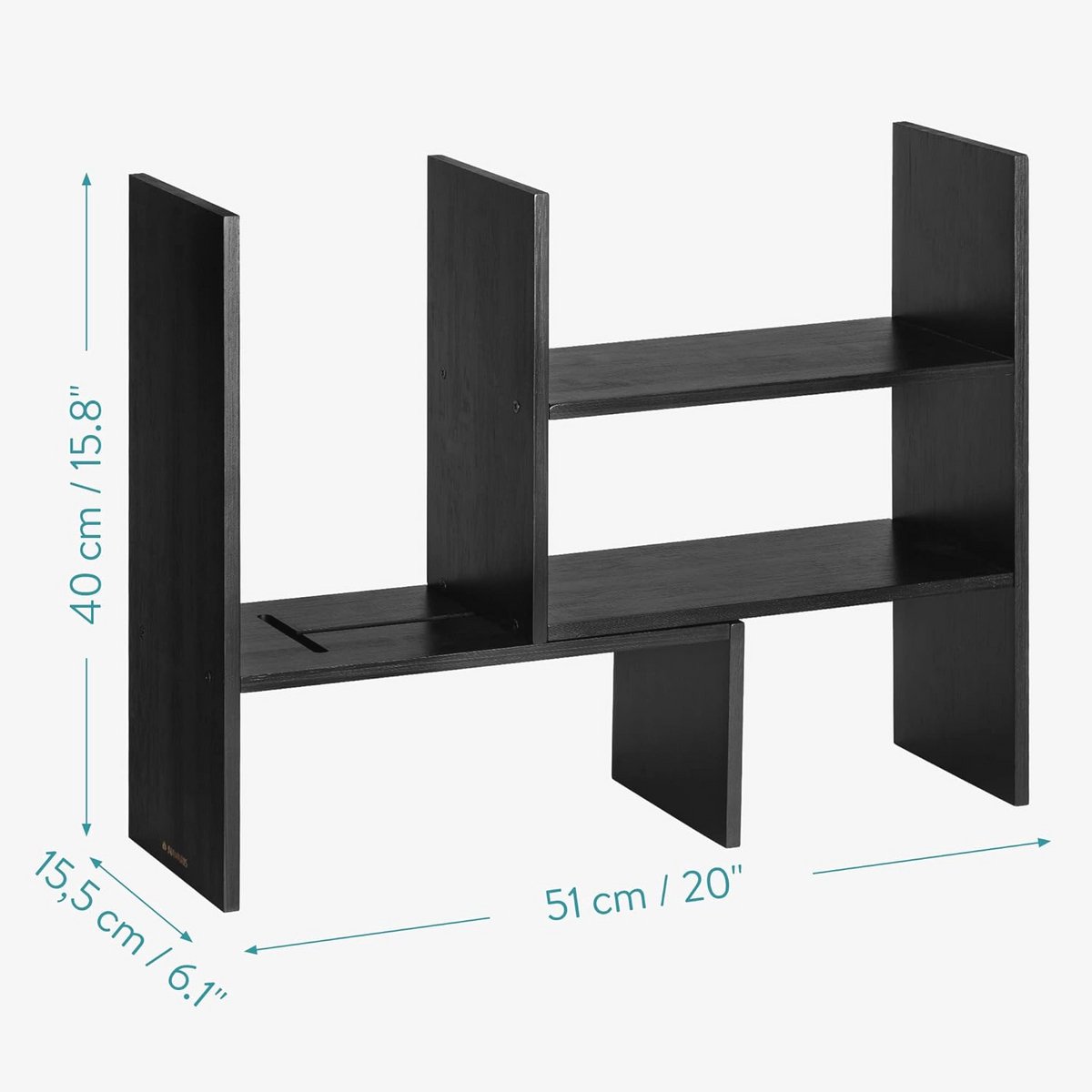 Instelbare Bamboe Bureau Organizer - Aanpasbare Desk Tidy Module - Bureau Opbergrekken - Zwart — cadeau in Wonen & Interieur - foto 4