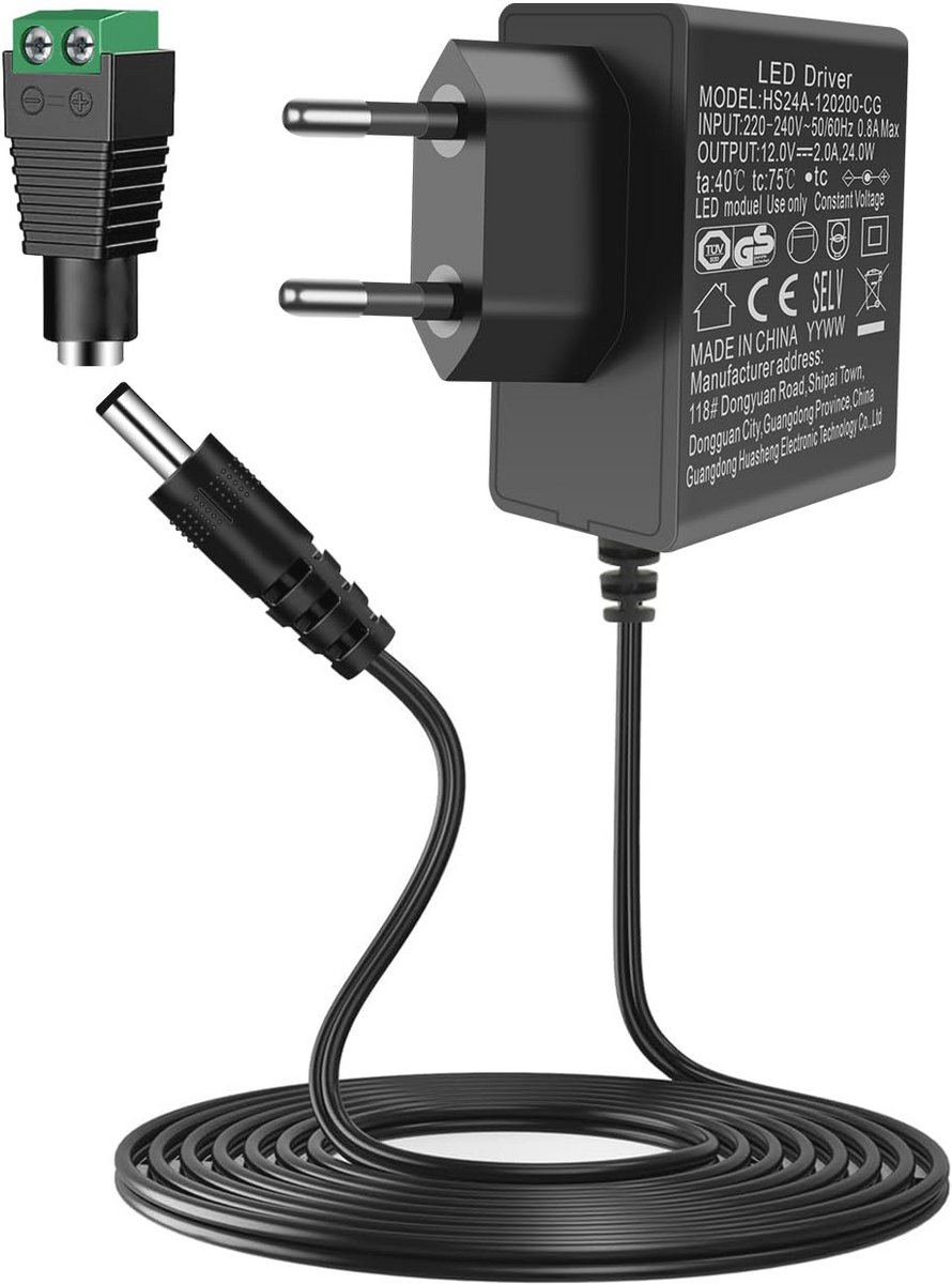 12V 2A Voeding Transformator voor LED-strips, CCTV Camera, en Apparaten - 24W AC naar DC 12 Volt