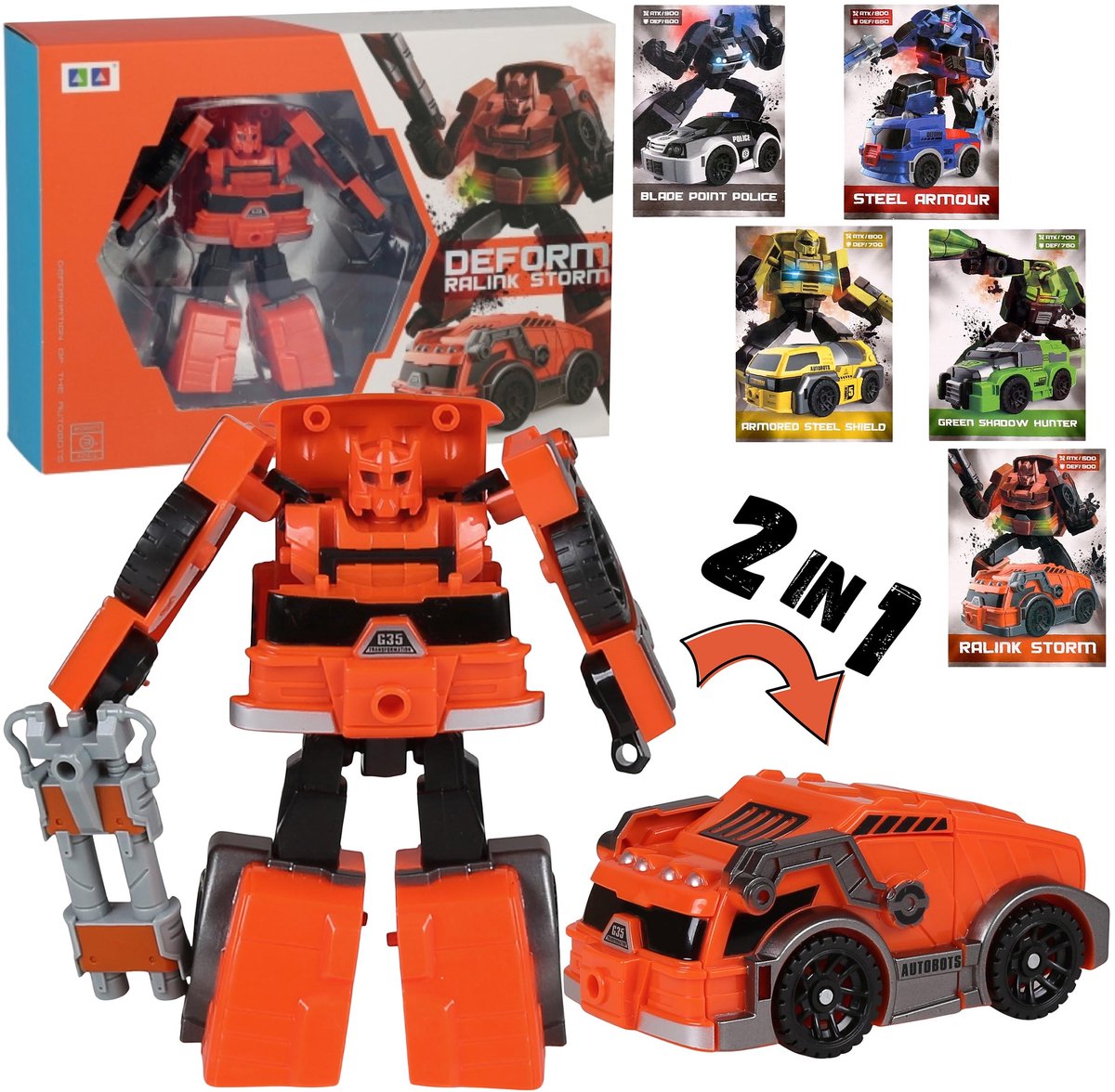 Transformerend ROBOT-speelgoed + KAARTEN, 2in1 robotauto, speelgoed voor kinderen TRANSFORMERS 3+ MEGA CREATIVE
