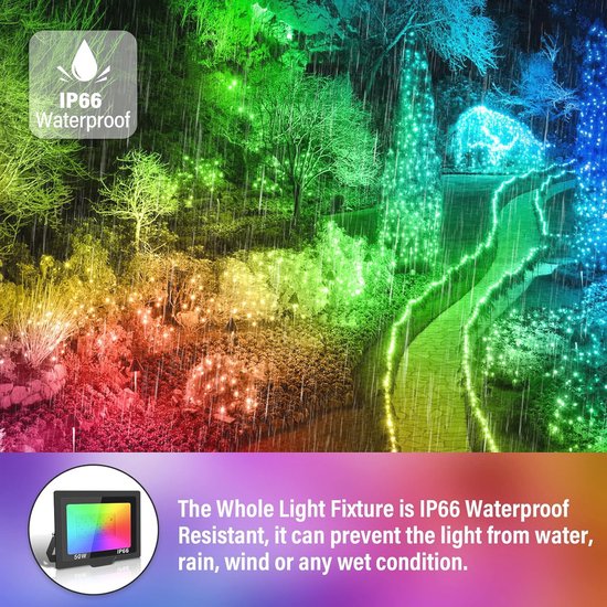 SKYWORLD Spot LED RGB 50 W, projecteur LED extérieur avec télécommande SKYWORLD Spot LED RGB 50 W, projecteur LED extérieur avec télécommande