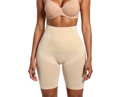 Corrigerende High Waist Short - Corrigerend Broekje - Beige - Corrigerende Boxershort Dames - Ultrazacht - Corrigerend Ondergoed - Dames Boxer - Naadloos Ondergoed Dames - Corrigerende Broek - Shapewear Dames - Dames Short