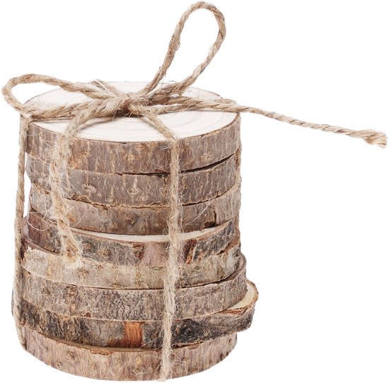 Sous-verres de disque d'arbre en bois, 8 pièces.