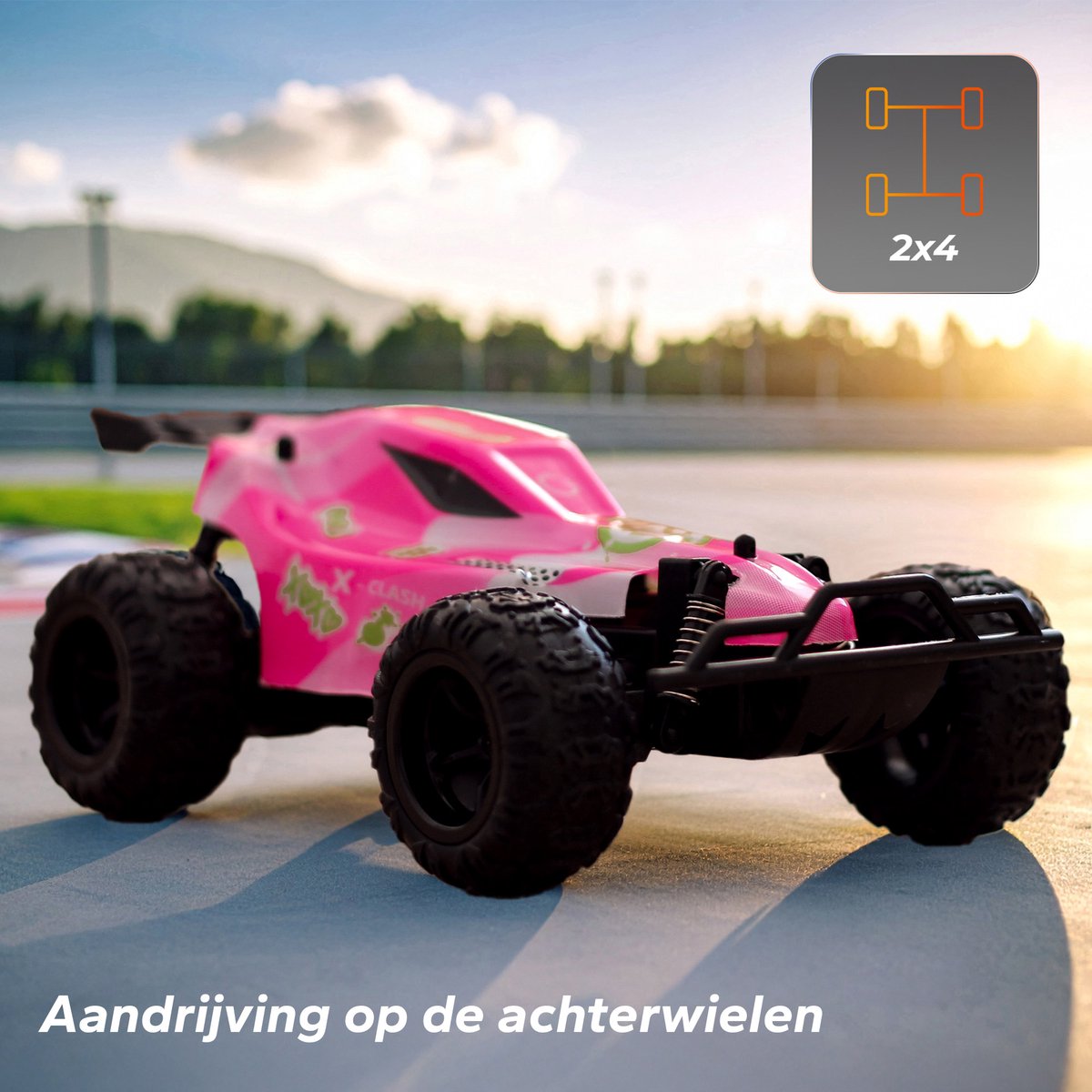Overmax X-Clash Bestuurbare Auto - 20 km/h - 2 accu’s - Bereik 100m - 2 carrosserie’s - Offroad RC Auto - Buiten & Binnen - Meisjes en Jongens - Afstandsbestuurbare Auto voor Kinderen & Volwassenen — afbeelding 2