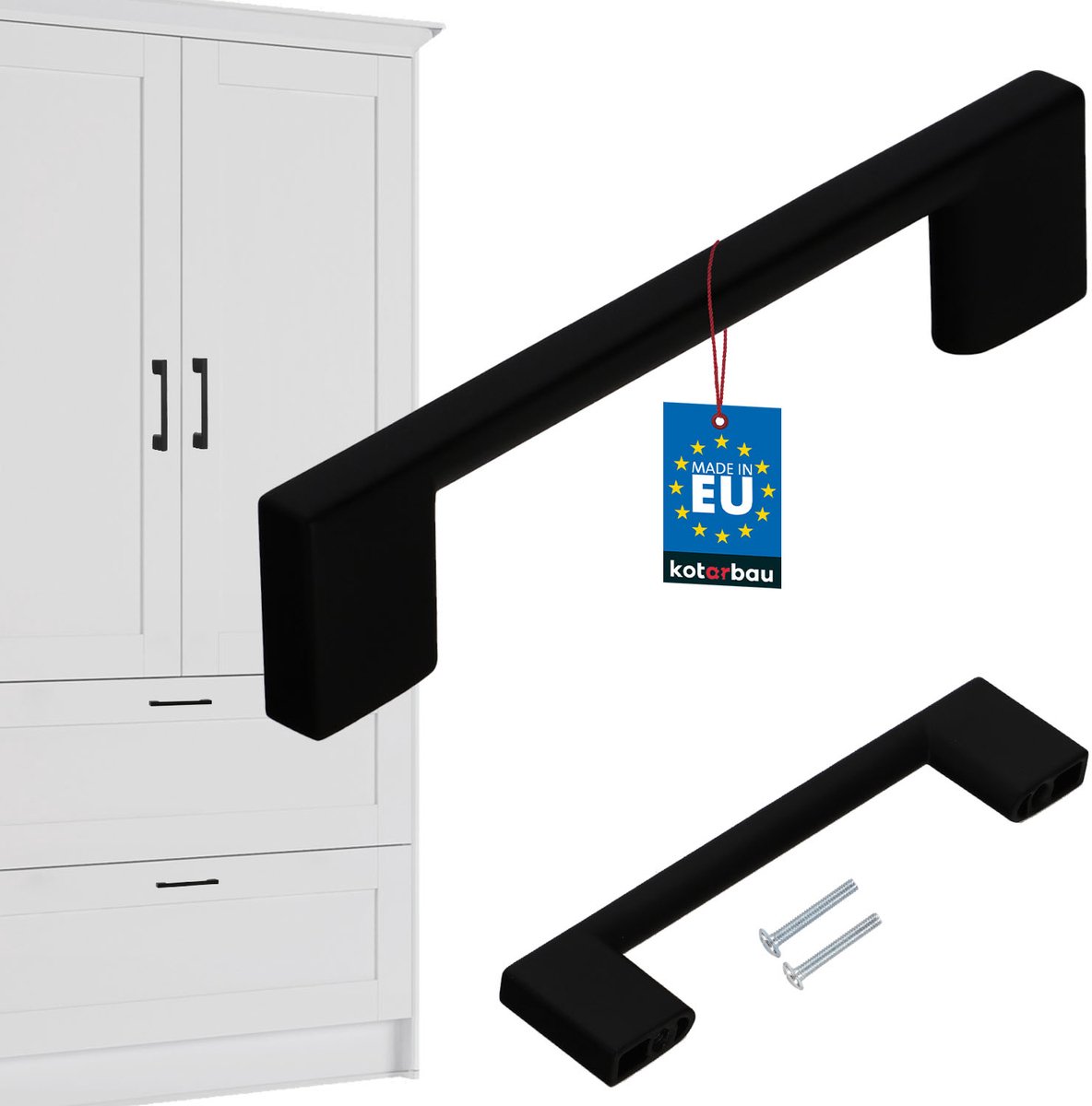 Kotarbau - Meubelhandgreep - Klassiek Modern - Zwart Mat - 126mm