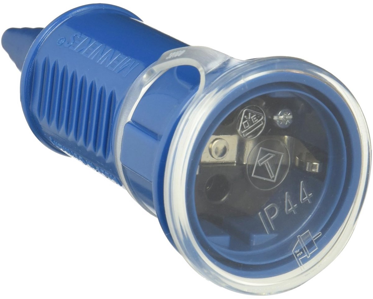 Verlengkabel 16A/230V met Veiligheidsdeksel - IP44 Bescherming - Blauw