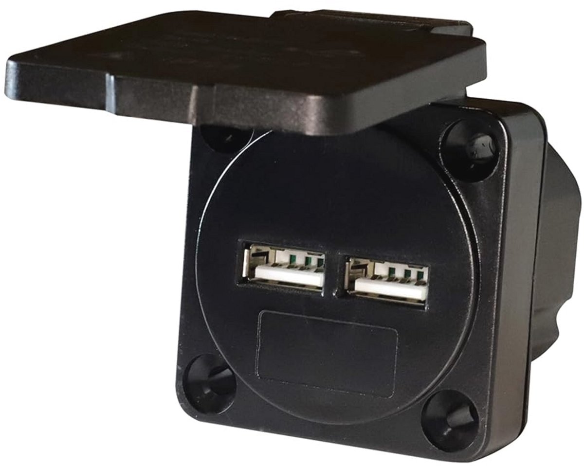 Inbouwstopcontact met USB-laadcontactdoos - 2 Poorten - 230V/5V/2,1A - IP54 - Geschikt voor Binnen en Buiten